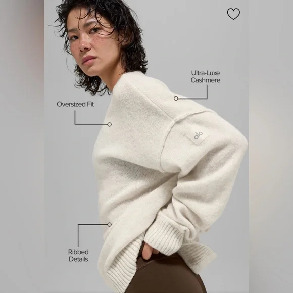 ALO Yoga NWT Unisex Wool Cashmere New Class Crewneck Sweater Bone Heather Size M - Picture 4 of 12